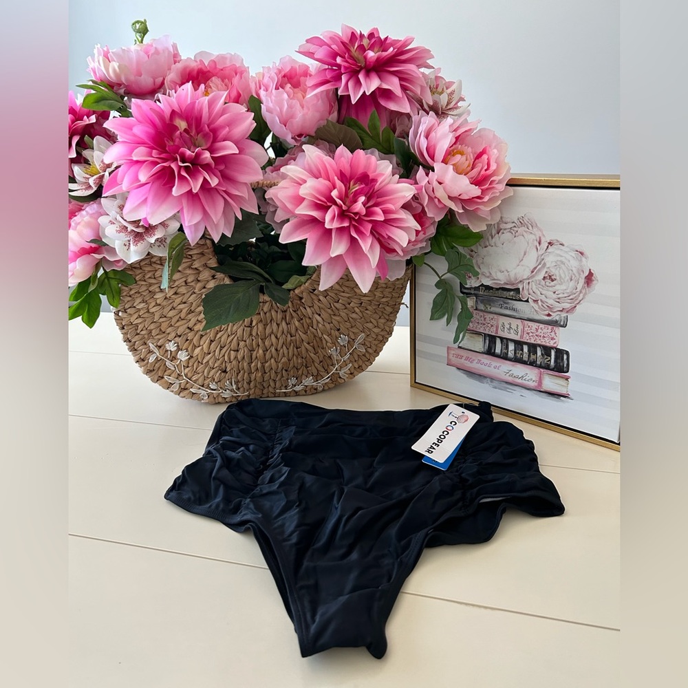 Brand New Cocopear Black Side Rouched Swim Bottom Separates Size 2XL